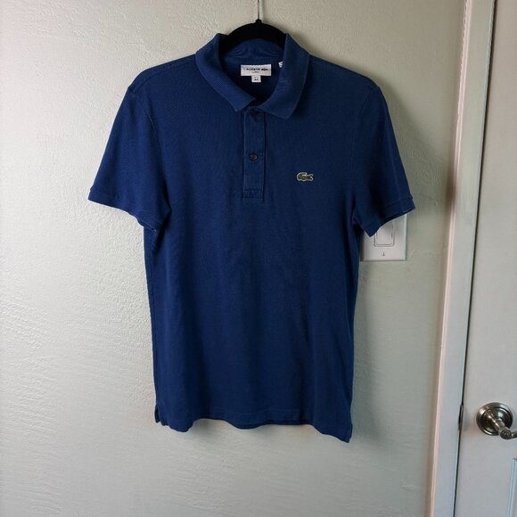 Lacoste Slim Fit Polo Shirt Blue Piqué Cotton Crocodile Logo Classic FR 4 / US M - Picture 1 of 10